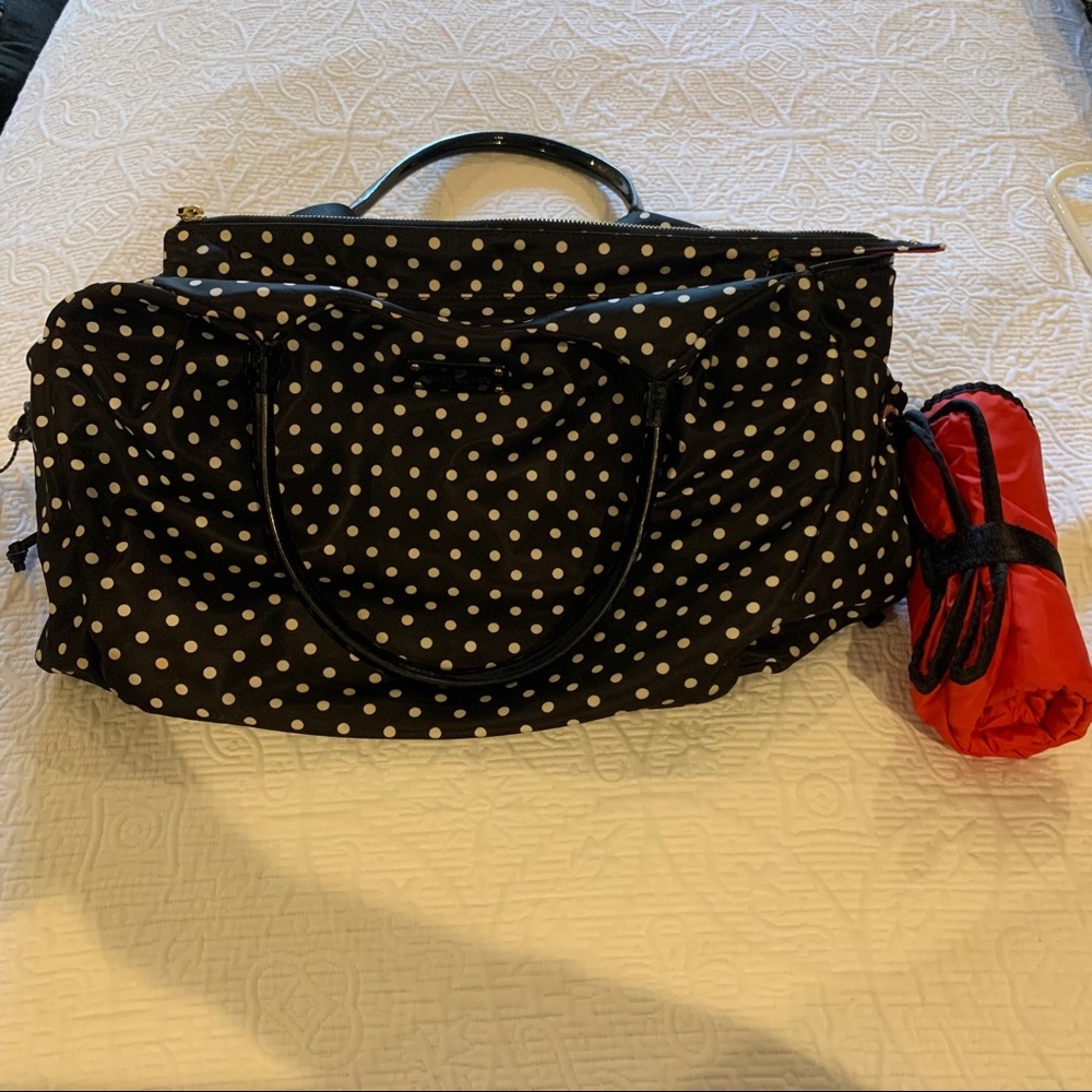 Kate Spade large baby Diaper Bag black polka dots